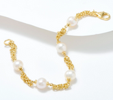 Honora Sterling Silver Goldclad Byzantine Chain & Cultured Pearl Bracelet , Avg